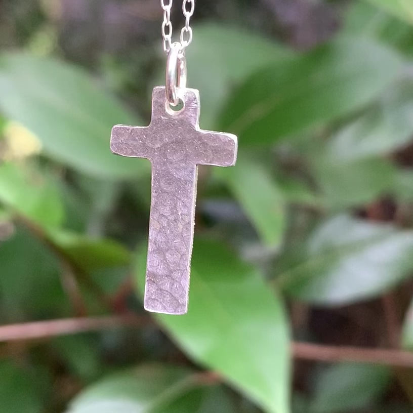 25 Sterling Silver Little Hammered Cross