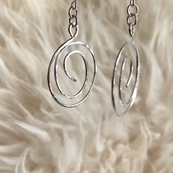 Sterling Silver Large Hoop Dangle Earrings