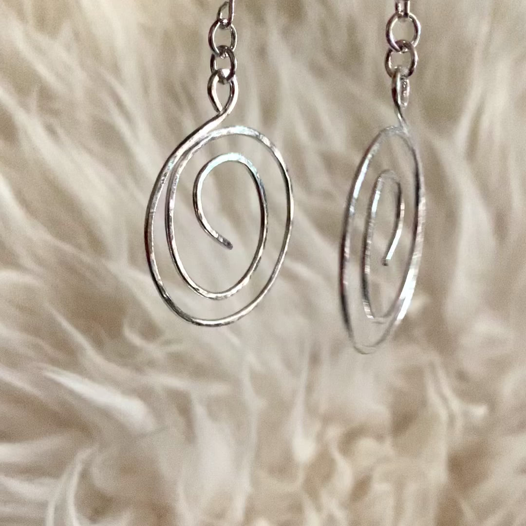 Sterling Silver Large Hoop Dangle Earrings