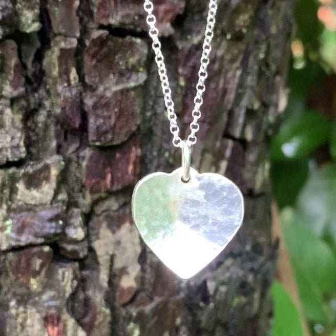 Textured 925 Sterling Silver Heart Necklace