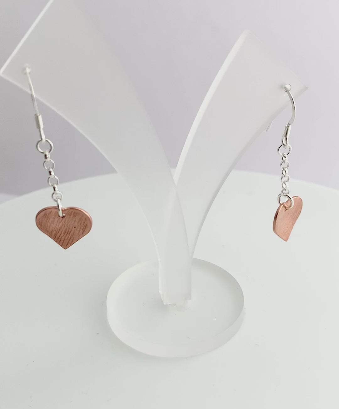 Line Hammered Copper Heart Drop Earrings