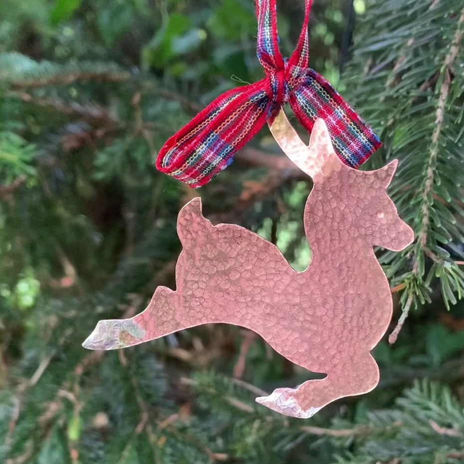 Copper Hammered Reindeer Home Decor