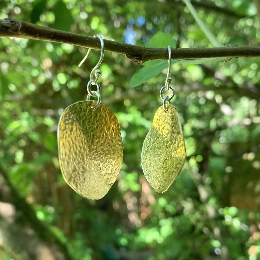 Brass Gold Dangle Disc Earrings