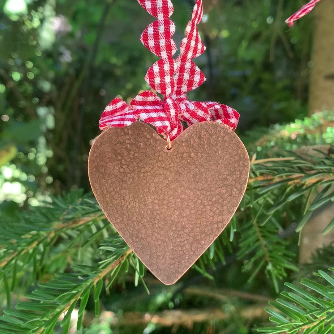 Hammered Rustic Copper Heart Hanging Ornament Decor