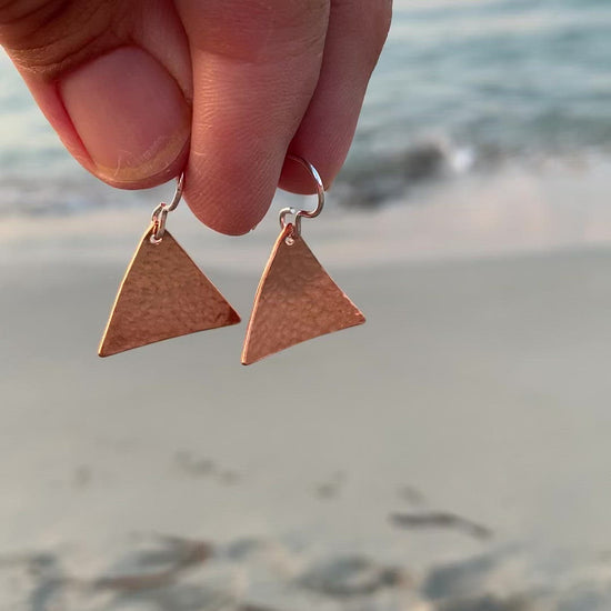 Copper Triangle Dimpled Earrings