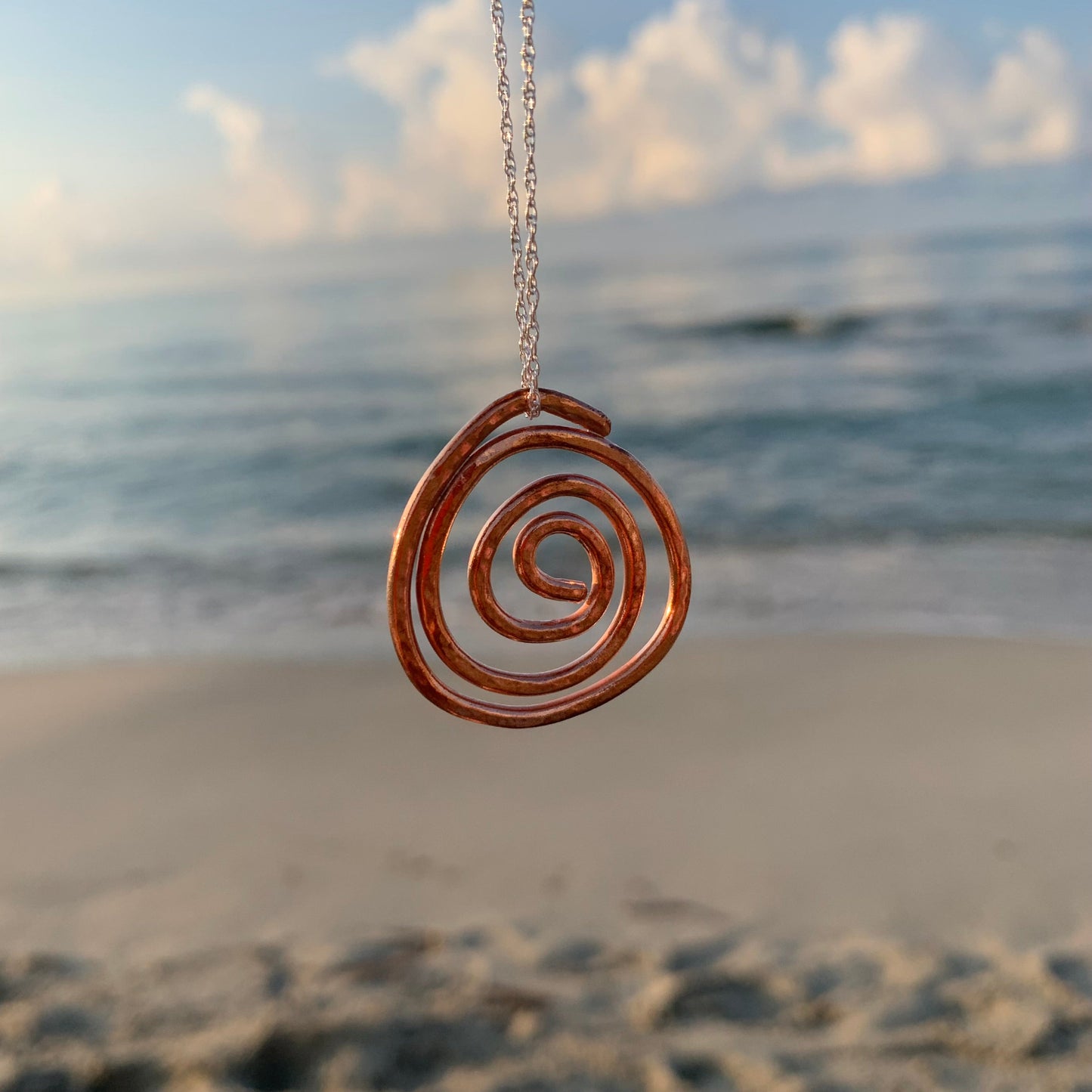 Handcrafted Hammered Copper Spiral Celtic Pendant Necklace