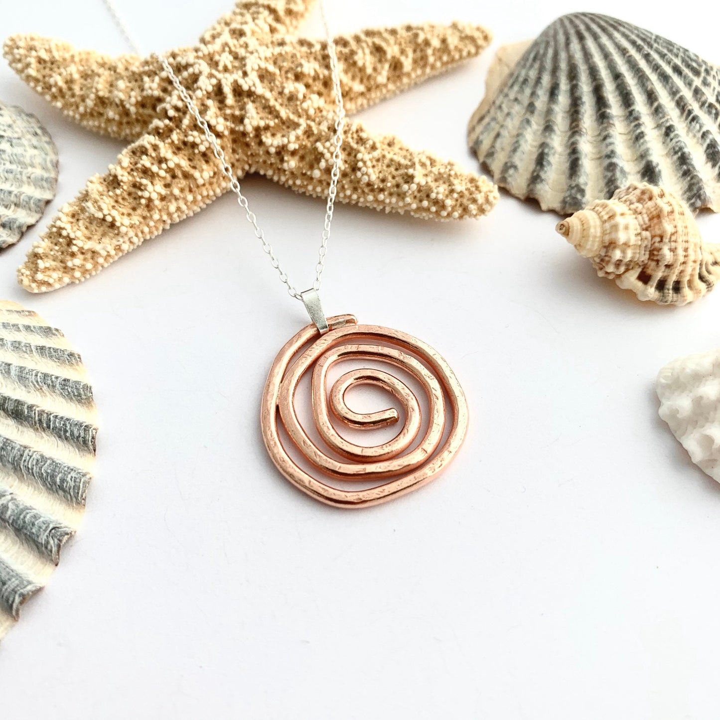 Hammered Copper Spiral Pendant