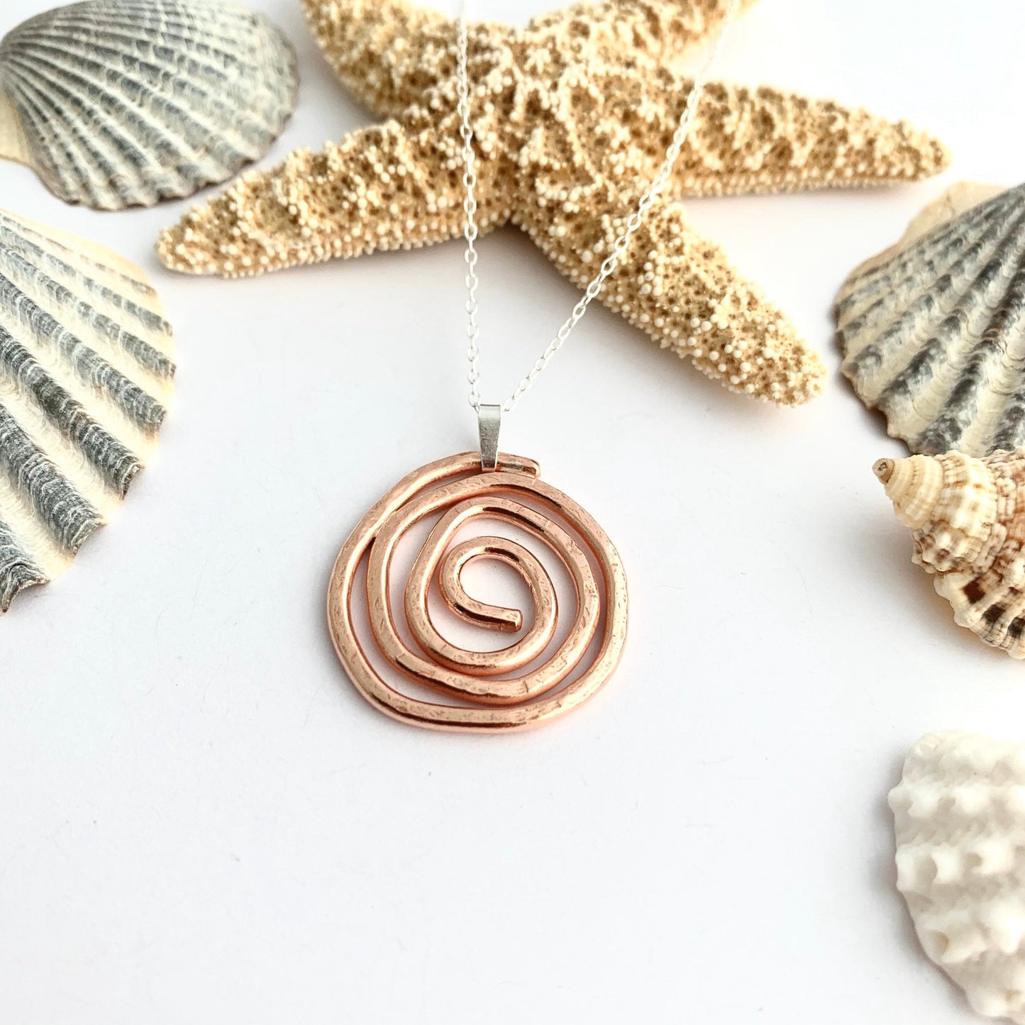 Hammered Copper Spiral Pendant