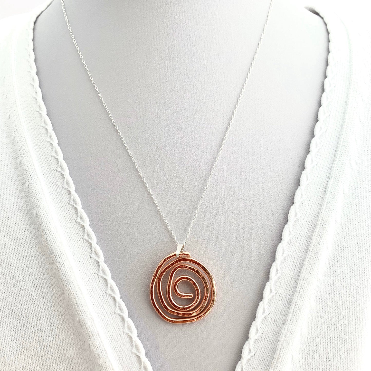 Hammered Copper Spiral Pendant