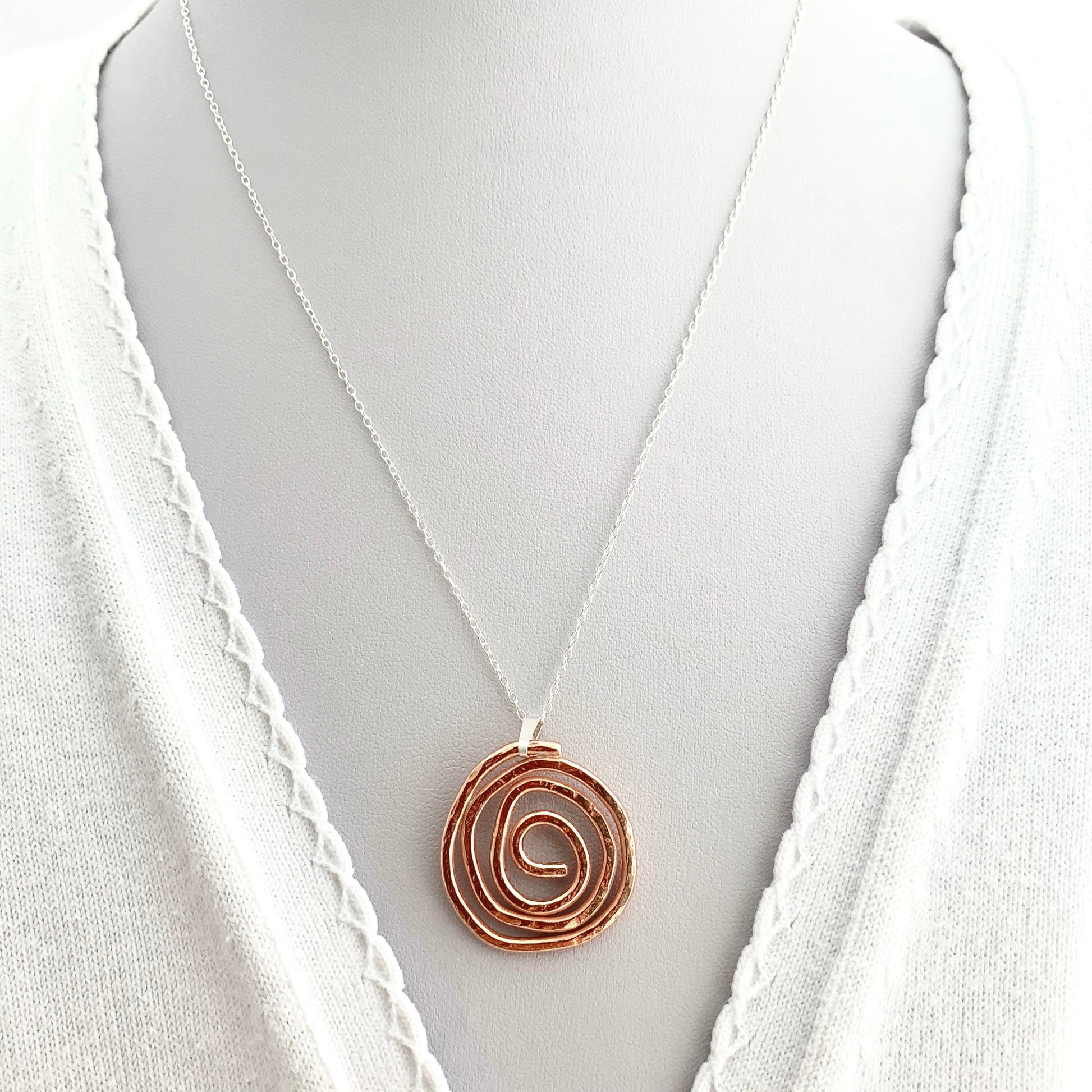 Hammered Copper Spiral Pendant