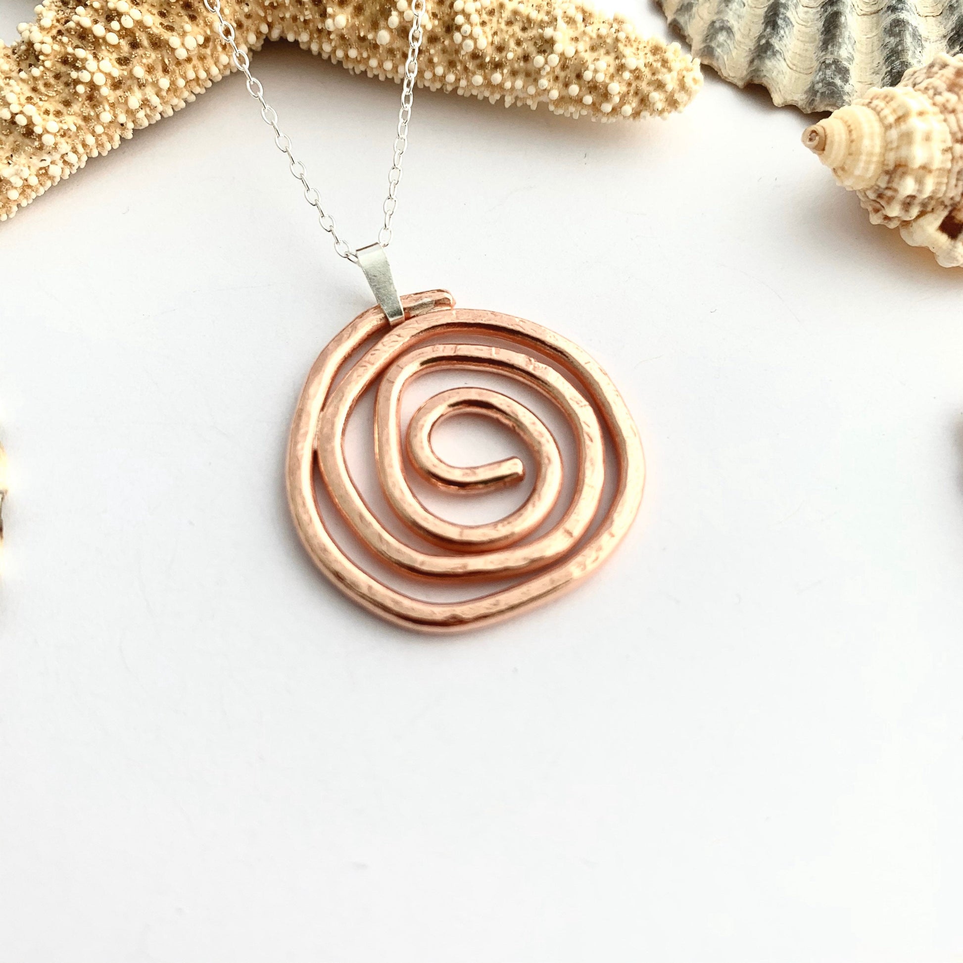 Hammered Copper Spiral Pendant