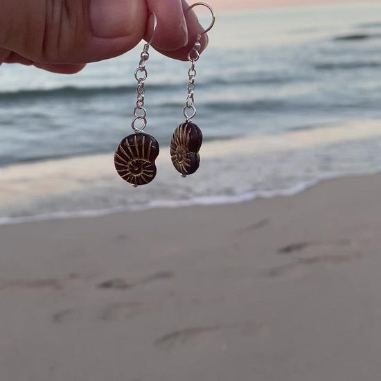 Czech Glass Ammonite Shape Earrings