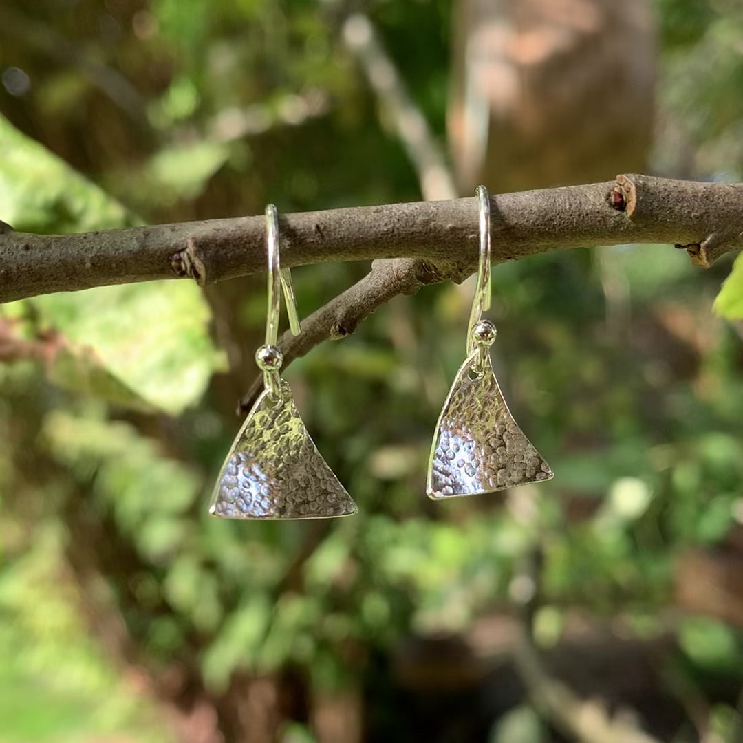 Hammered Sterling Silver Triangle Earrings