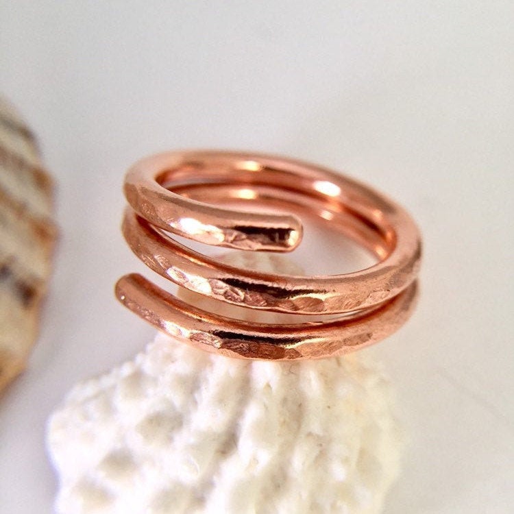 Hammered Copper Spiral Ring