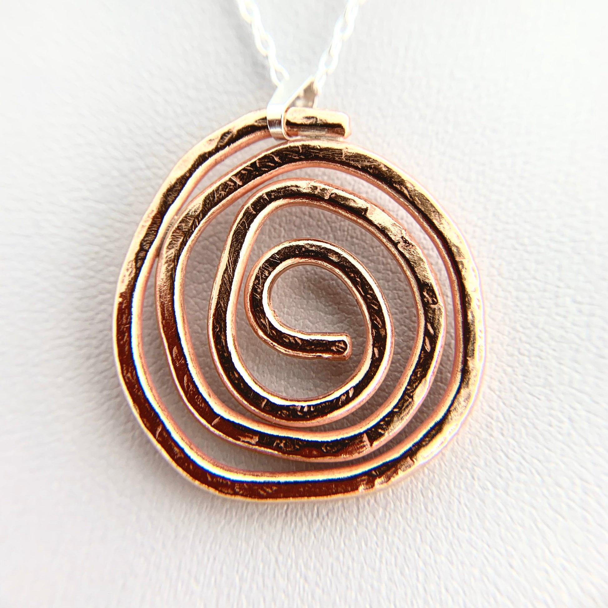 Hammered Copper Spiral Pendant