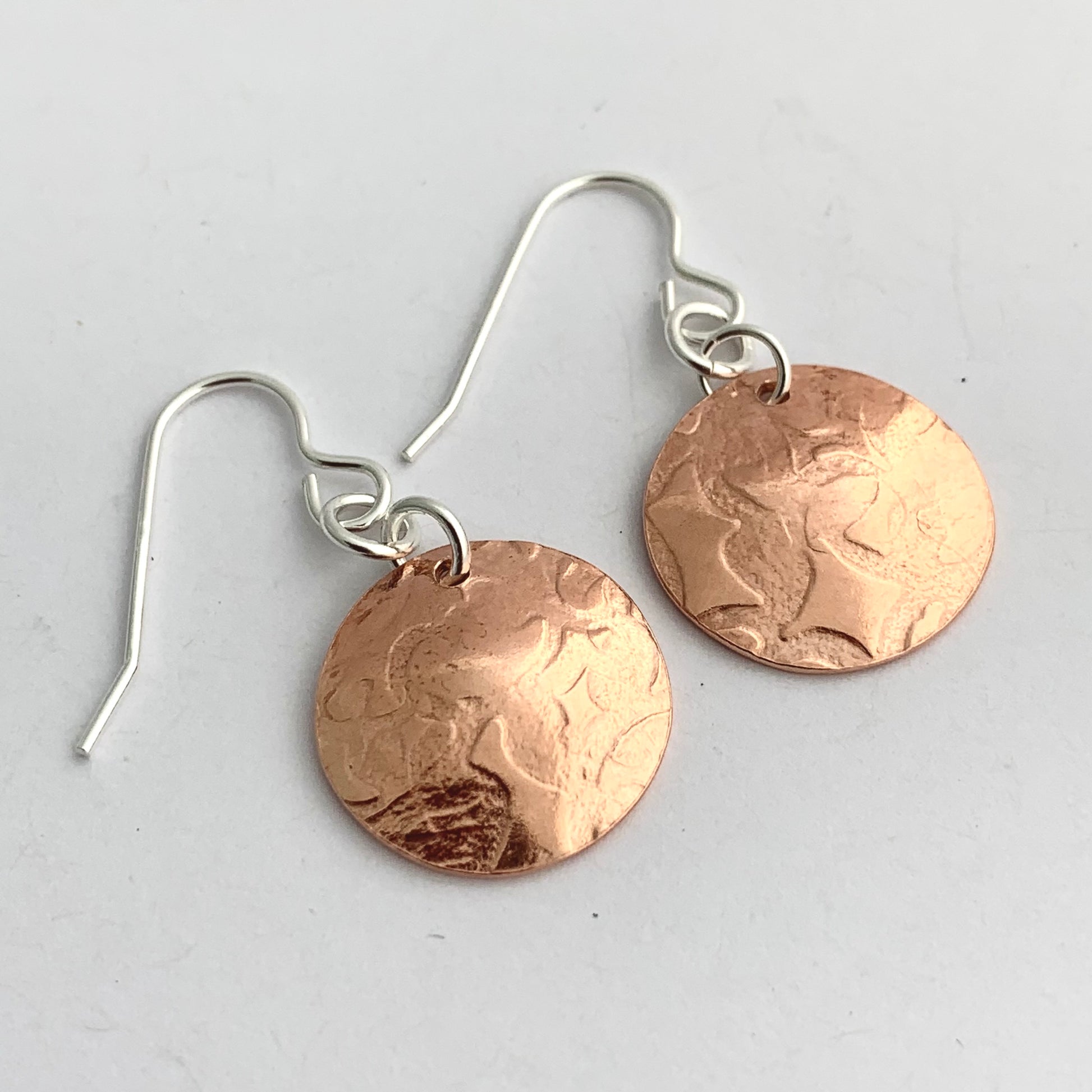 Copper Circle Drop Earrings