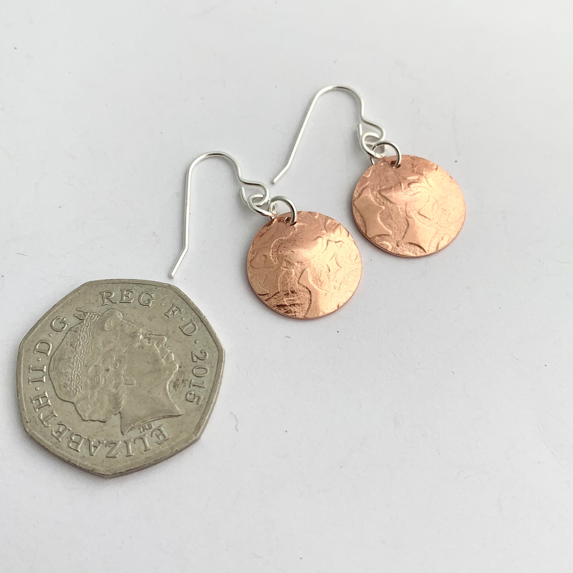 Copper Circle Drop Earrings